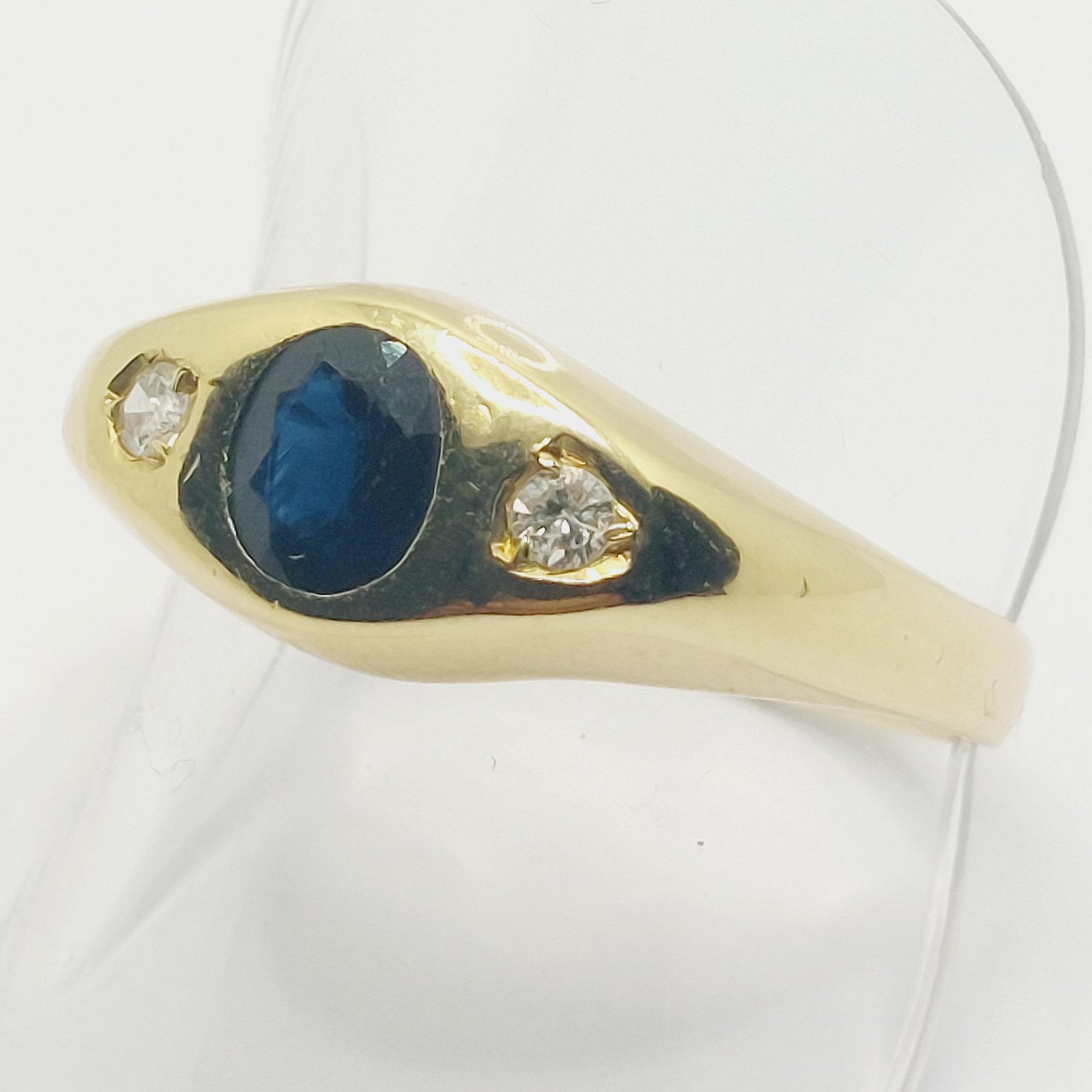 Akshita gems Anello Panchdhatu placcato oro con zaffiro blu originale